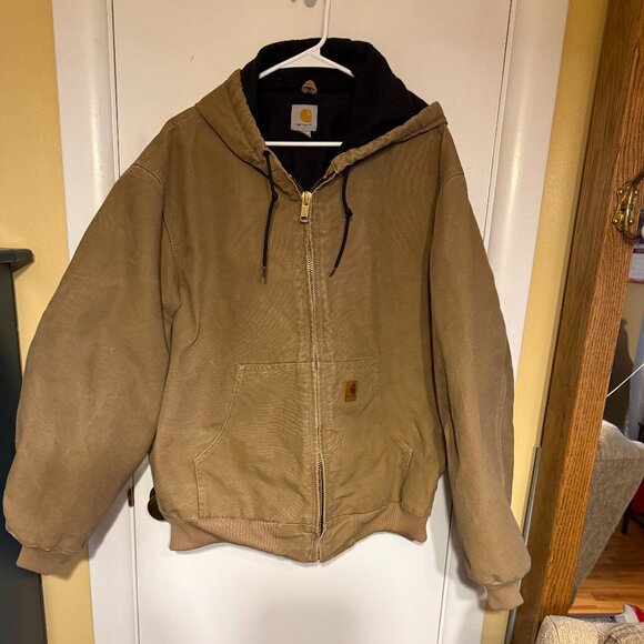 Carhartt Quilt Lined Canvas Duck-work Chore-jacket Hooded Mens  - XL - Picture 1 of 4